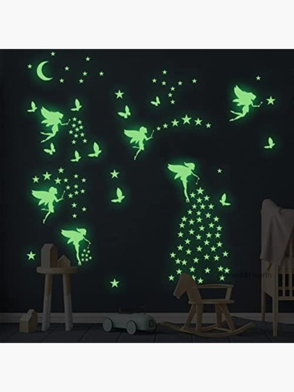 Glow in Dark Fairy Wall Decals, Luminous Stickers for Kids Room Decor
